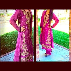 Pakistani dress Pink with Golden Embroidery